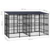 Outdoor Dog Kennel with Roof Steel 79.3 ftÂ²