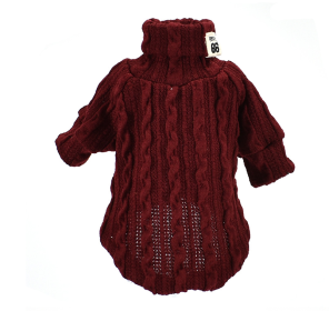 Pet Turtleneck Knitted Sweater Winter Dog Cat Keep Warm (Option: Wine Red-M)