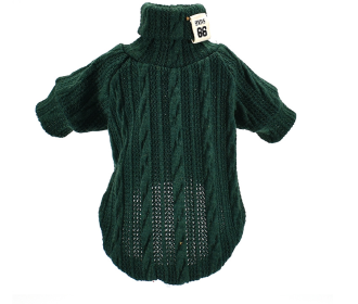 Pet Turtleneck Knitted Sweater Winter Dog Cat Keep Warm (Option: Green-M)