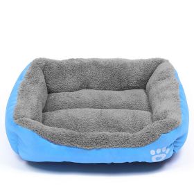 Washable Pet Dog Cat Bed Puppy Cushion House Pet Soft Warm Kennel Dog Mat Blanke (Color: Blue, size: XL)